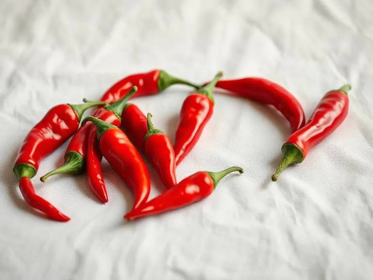 Chilli Pepper, a nutrient-dense vegetables food, photographed on a plain linen surface