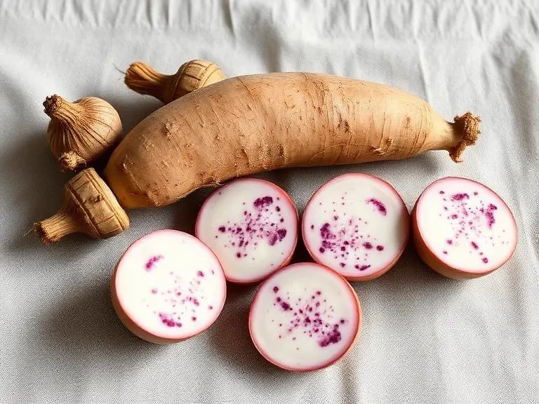 Taro, a nutrient-dense vegetables food, photographed on a plain linen surface